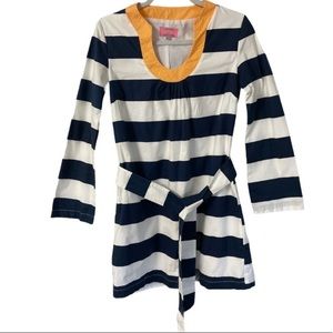 Nautical stripe long sleeve tunic dress